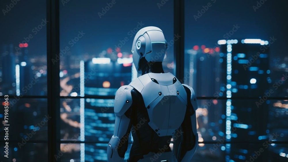 Robot look at the city Robot look at the city
