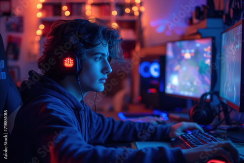 Teen Gamer with LED Backlit Gaming Gear