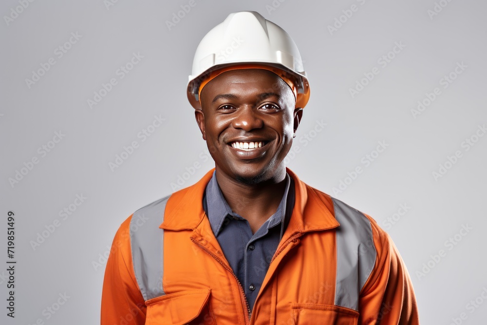 African American engineer smiling looking at camera African American engineer smiling looking at camera
