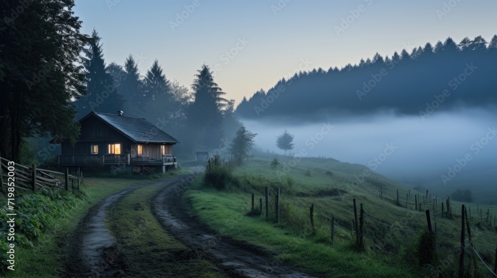 In the quietness of the fog, the sounds of nature on the farm become amplified, offering a serene and meditative experience. In the quietness of the fog, the sounds of nature on the farm become amplified, offering a serene and meditative experience.