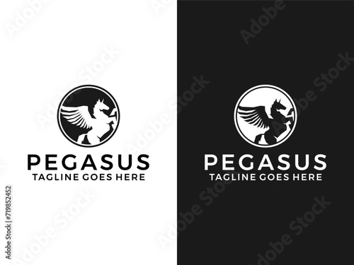 Pegasus horse logo design icon vector template 