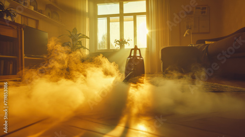 A vacuum's hum fills the air as a cleaner swiftly navigates through rooms, banishing dirt and allergens for a healthier home © Дмитрий Симаков