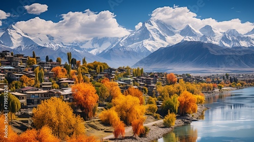 landscape photography of autumn season of northern areas of gilgit baltistan photo