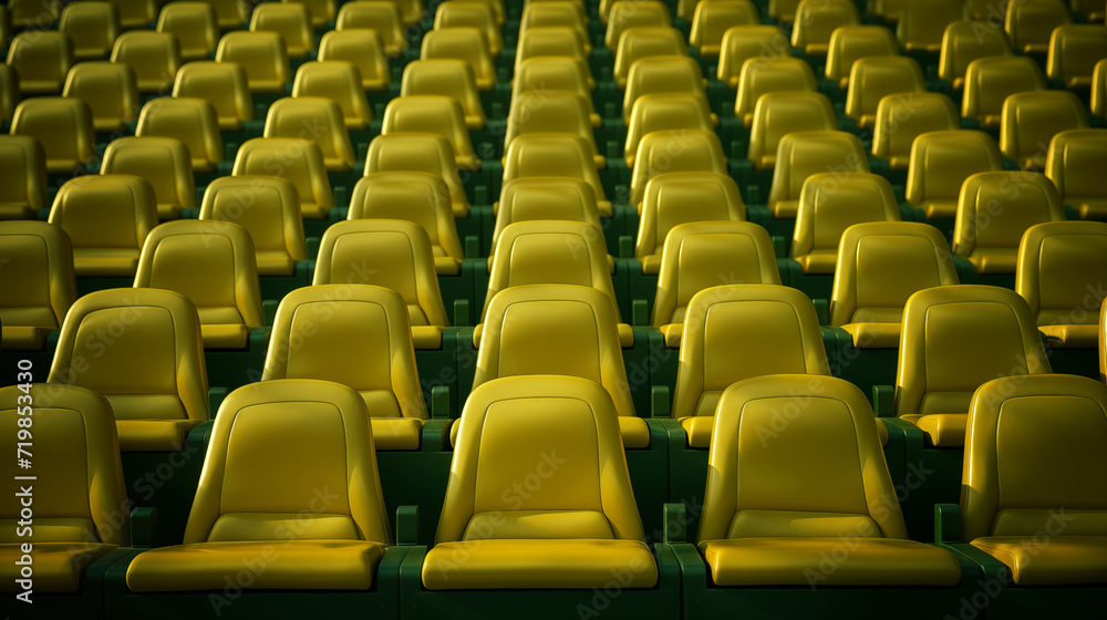 many green seats sitting in rows many green seats sitting in rows