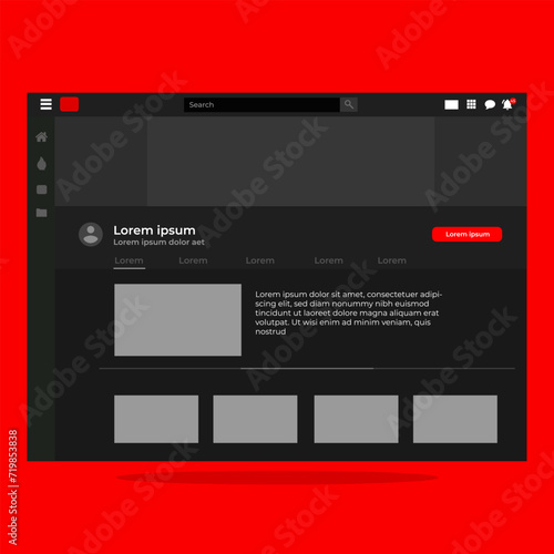 Video player modern. Views, play, pause Vector illustration. Netflix. UI. UX. User interface user experience. Youtube