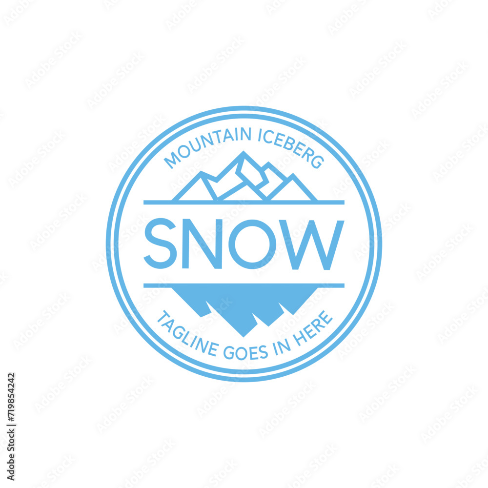 Minimalist line art Logo Snow Mountain Glacier iceberg Simple Art style