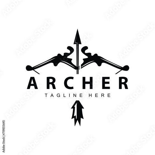 Archer logo vector vintage design old inspiration archer tool arrow template brand