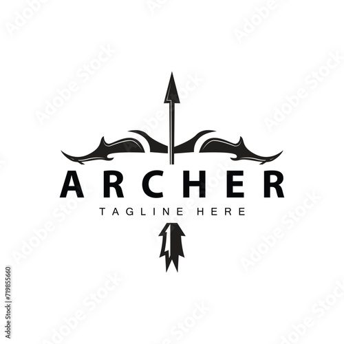 Archer logo vector vintage design old inspiration archer tool arrow template brand