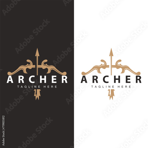 Archer logo vector vintage design old inspiration archer tool arrow template brand