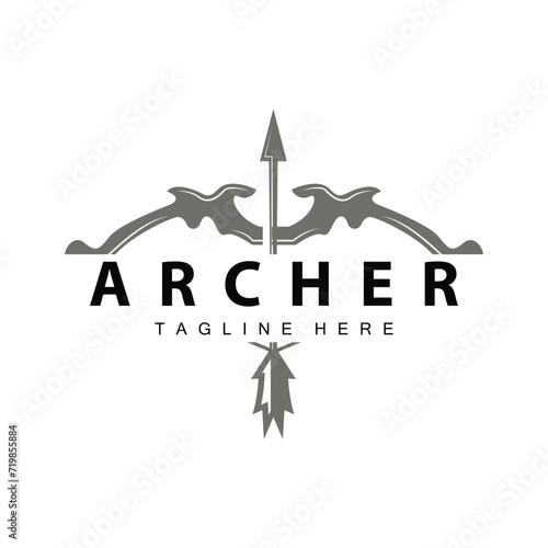 Archer logo vector vintage design old inspiration archer tool arrow template brand