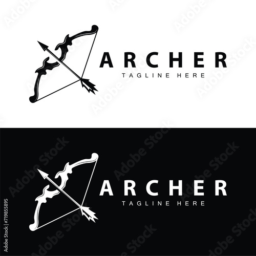Archer logo vector vintage design old inspiration archer tool arrow template brand