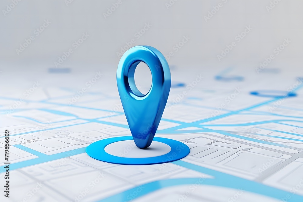 a blue map pointer on a white surface a blue map pointer on a white surface