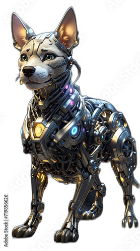 American Staffordshire terrier dog AI generated futuristic robotic image of a dog with normal face and robotic android body transparent background PNG