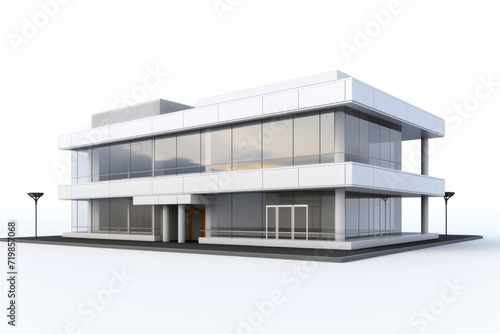 Contemporary Commercial Building Exterior  Showcased on an Isolated White Canvas  Generative AI