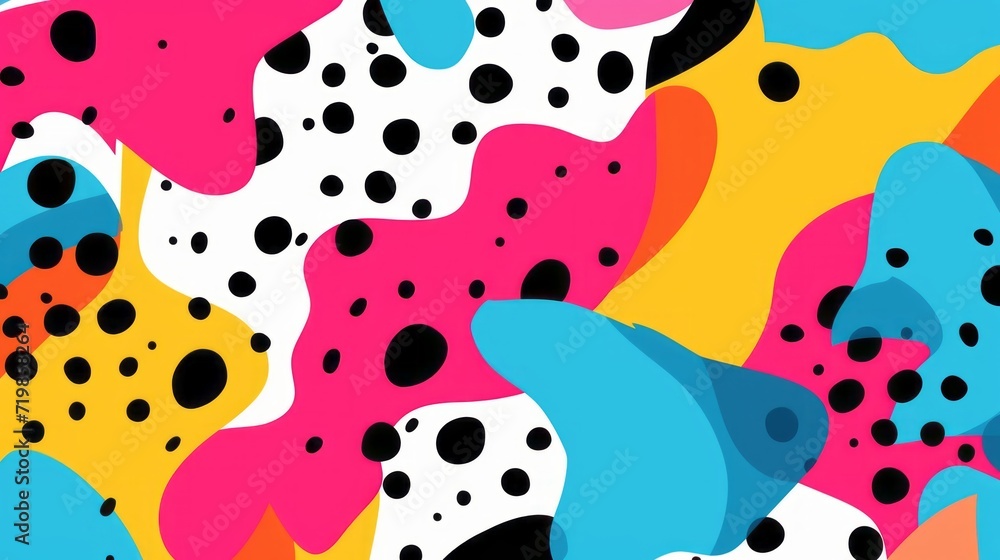Vibrant geometric overlay: abstract pop art color splash pattern in trendy memphis 80s-90s style Vibrant geometric overlay: abstract pop art color splash pattern in trendy memphis 80s-90s style