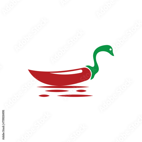 Fototapeta Naklejka Na Ścianę i Meble -  swan ship chilli logo design vector.
