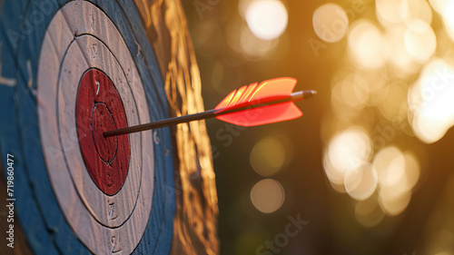 Perfect shot as the arrow hits the bullseye, capturing the essence of precision AI Generative. photo