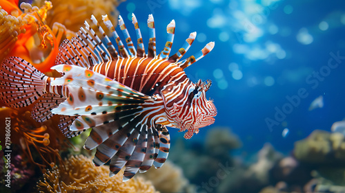 A lionfish swims in harmony with the ocean's depths, as mysterious as AI Generative.