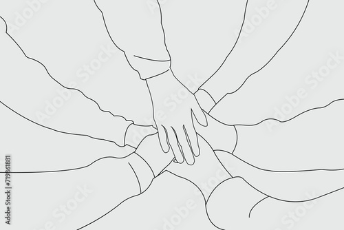 Friends holding hand outline vector. Best friends concept background. Vector illustration.