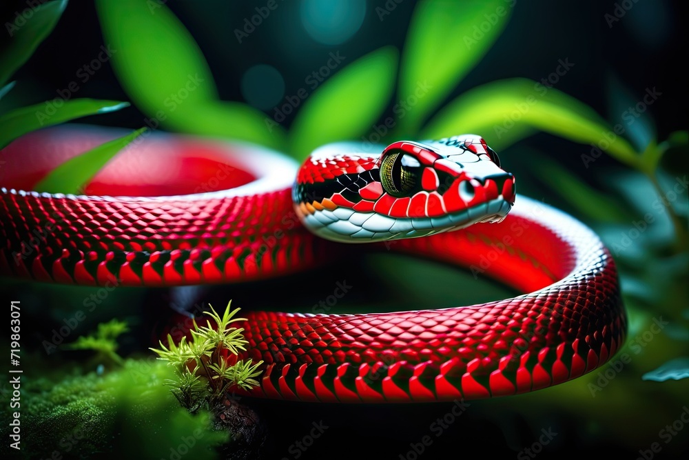 Obraz premium red snake on a branch
