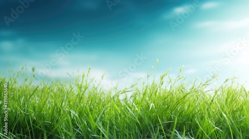 A fantastic background of wheat grass field in a clear summer sky.