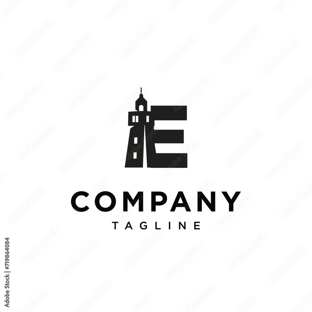 Letter E Lighthouse logo icon vector template Letter E Lighthouse logo icon vector template
