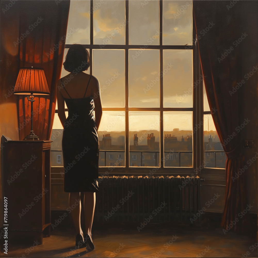 Woman looking outside the window