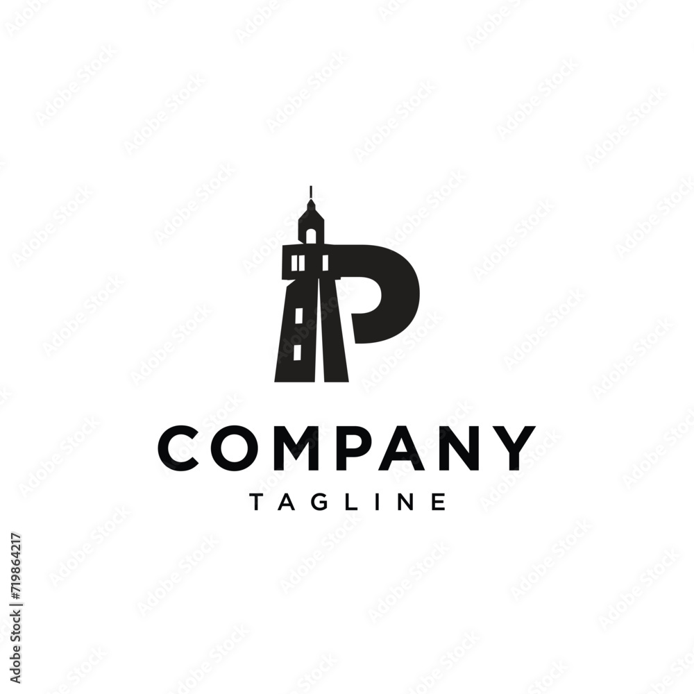 Letter P Lighthouse logo icon vector template Letter P Lighthouse logo icon vector template