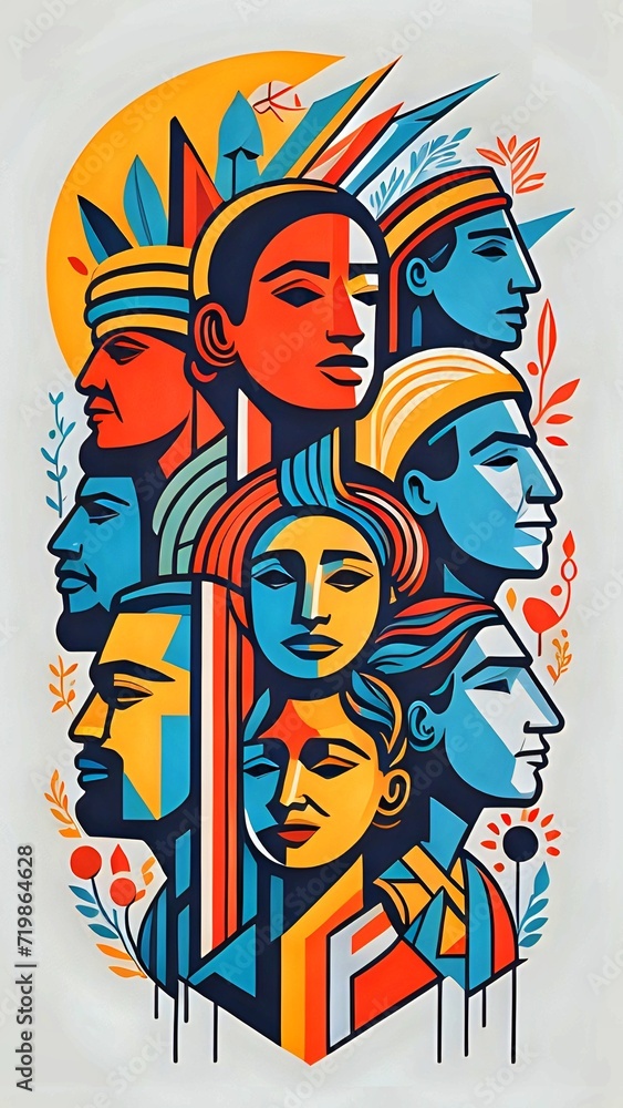 illustration of a person,multietnic,unity in diversity