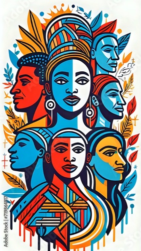 illustration of a person with multietnic and multiculture, unity in diversity