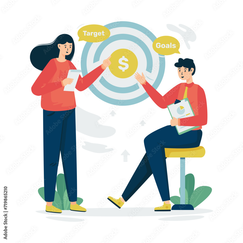 Business target goal discussion vector illustration