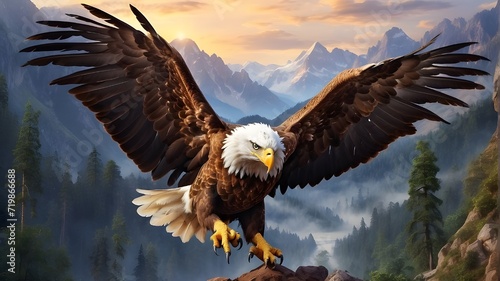 Eagle on the ice hill bald eagle in the sky eagle fly in the air 
