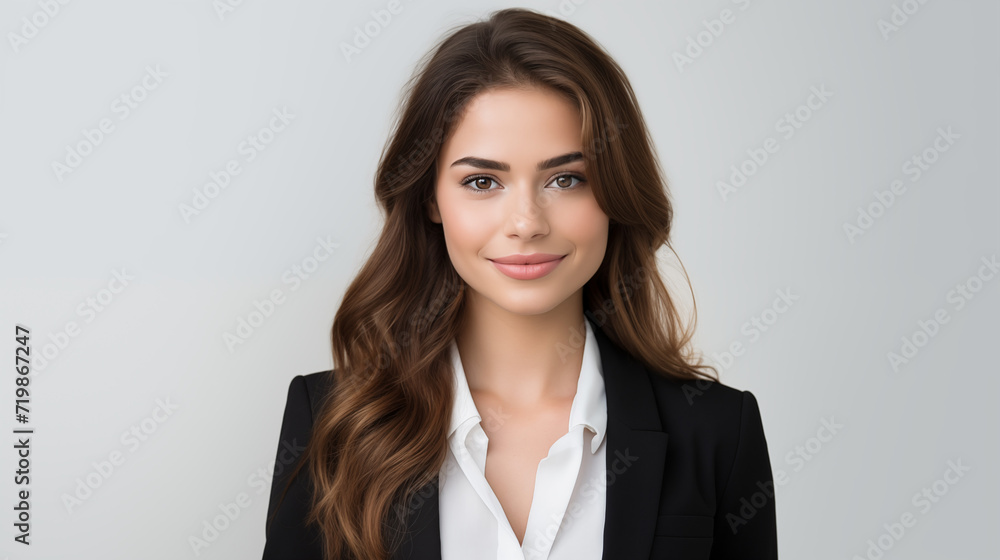 young woman in white background wearing professional clothes talking young woman in white background wearing professional clothes talking