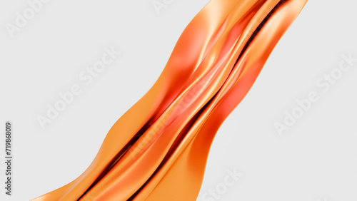 3d orange ribbon  abstract element  folded textile  fashion swirl. Design background  wallpaper ribbon. 