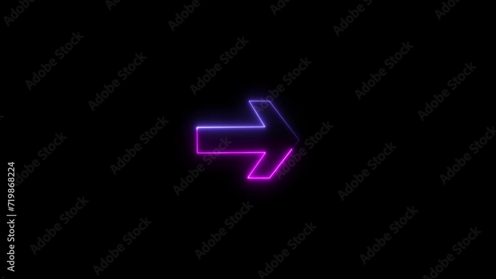 abstract glowing neon direction arrow icon animation 4k video. abstract glowing neon direction arrow icon animation 4k video.