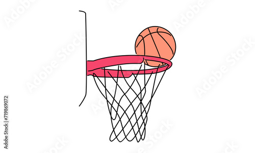 line art color of basketball vector illustration