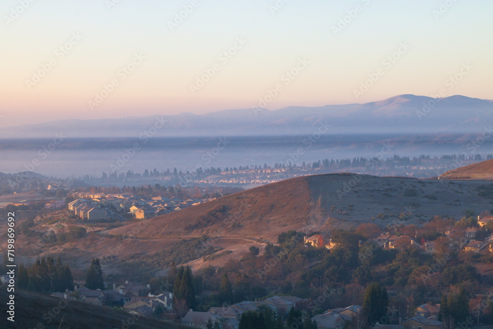 Haze and Inversion on a winter morning in San Ramon, California