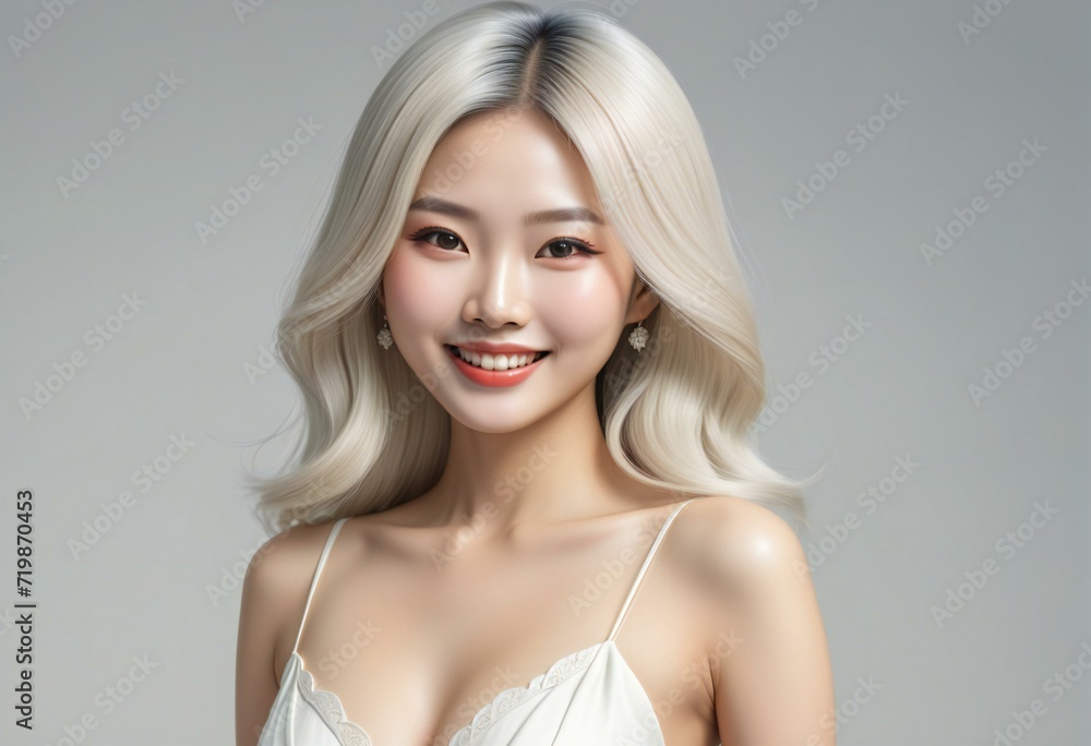 Beautiful asian woman model face skin care healthy and skin