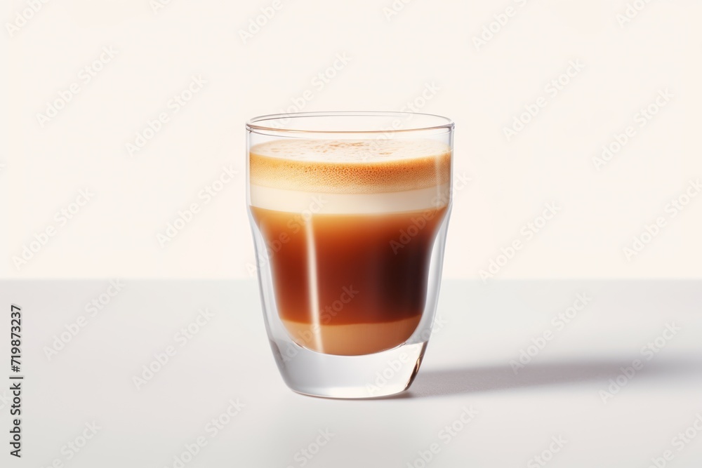Espresso coffee glass with a drop up on white background 
