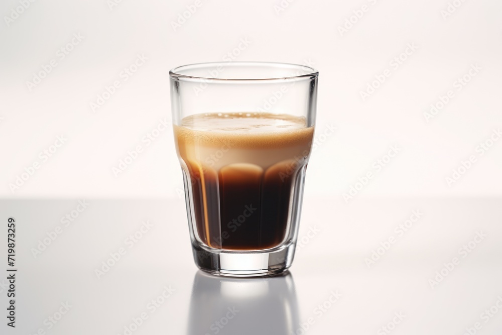 Espresso coffee glass with a drop up on white background Espresso coffee glass with a drop up on white background