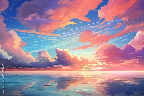 Beautiful sunset over the sea, Colorful sky