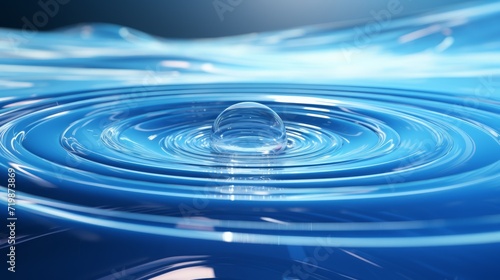 water drop splash blue water rings  Circle reflections in pool.