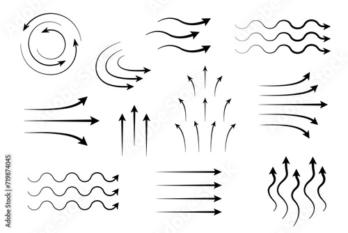 Flow wave arrows spread up set. Vector conditioner sign. Air and water symbol for infographic banner and website.