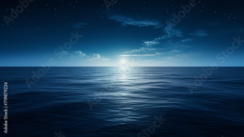 Full moon rising over empty ocean at night © Naturalis