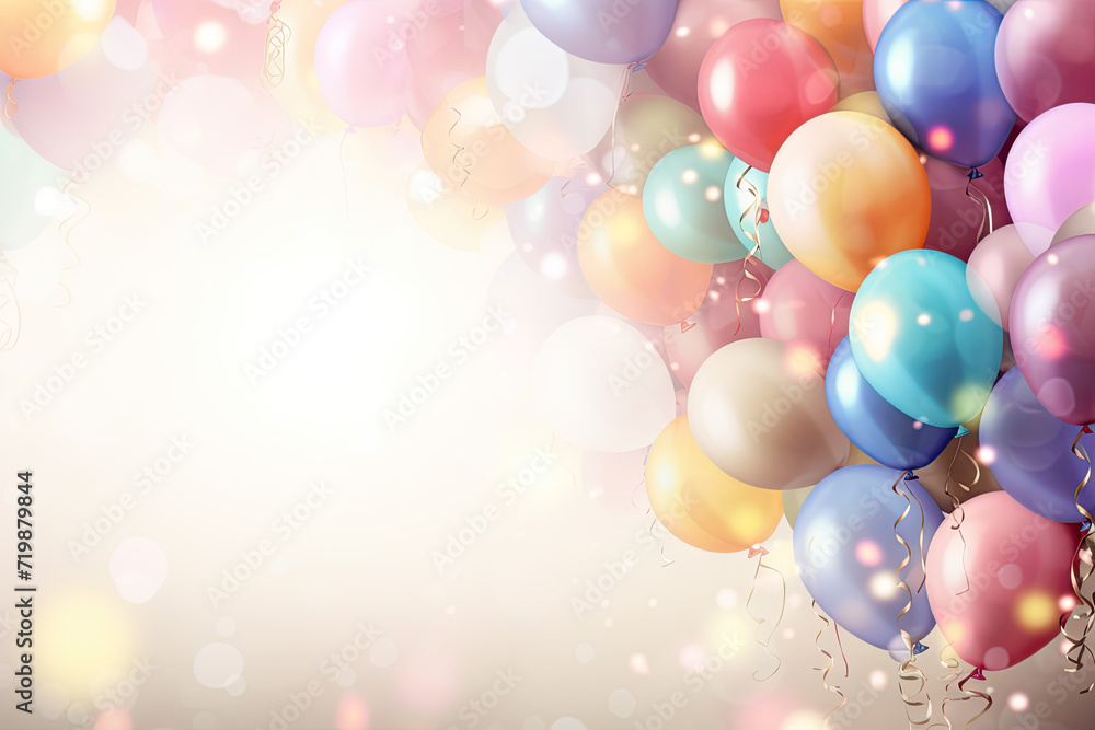 Colorful balloons on bokeh background. Happy birthday and anniversary concept Colorful balloons on bokeh background. Happy birthday and anniversary concept