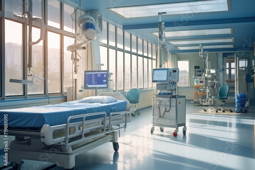 Modern hospital, equipment, tools, hospital beds 