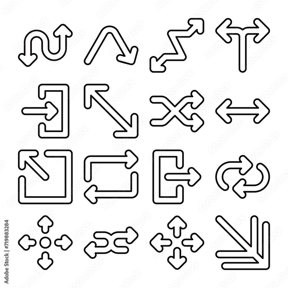 Set of arrow and direction vector