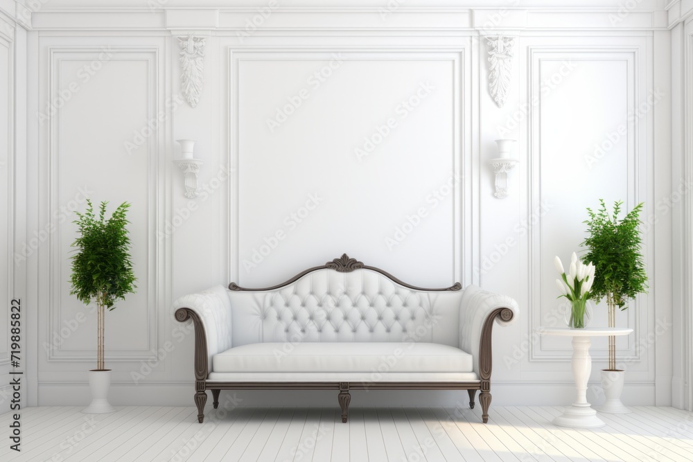 Classic Victorian Style Living Room, Displayed on an Isolated White Setting, Generative AI