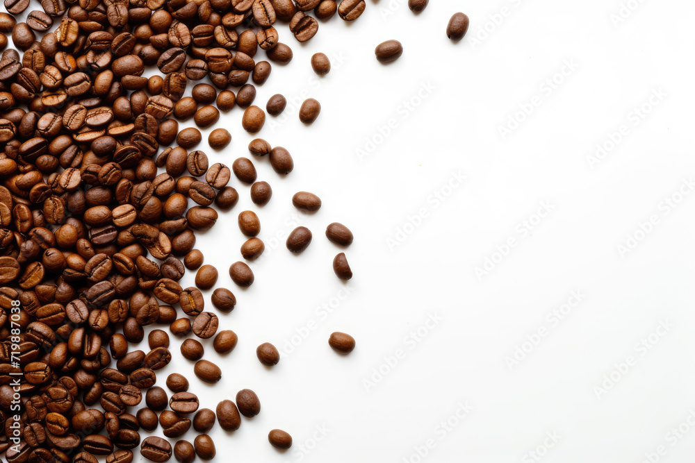 Coffee beans on white background with copy space for text Coffee beans on white background with copy space for text