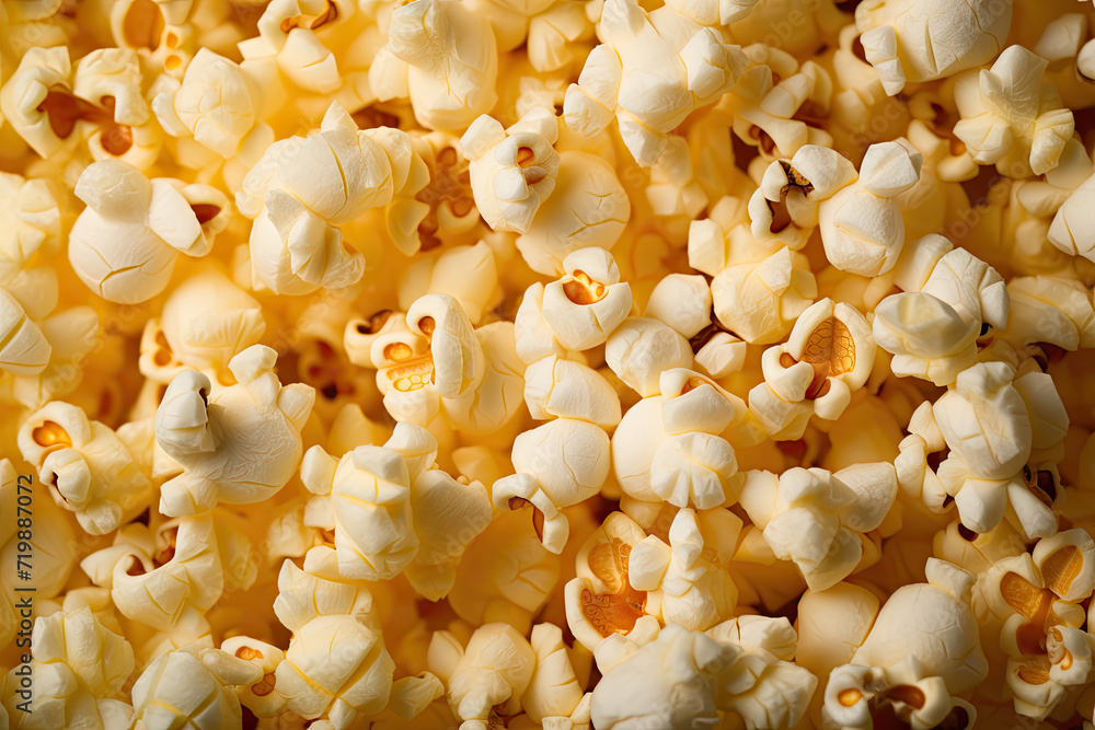 Popcorn background. Close-up of popcorn. Top view Popcorn background. Close-up of popcorn. Top view